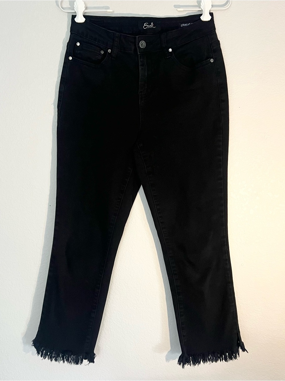 Earl Women's Black Frayed Hem Jeans